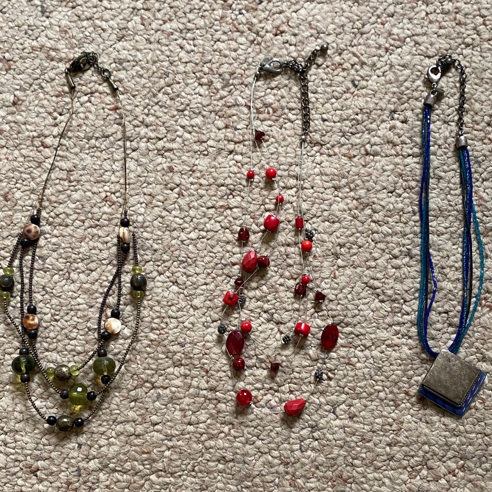 3 Multicolor Beaded Necklace Set